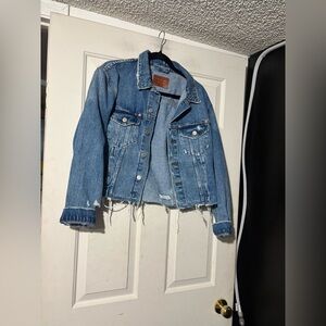 zara raw edge jacket in sunrise blue